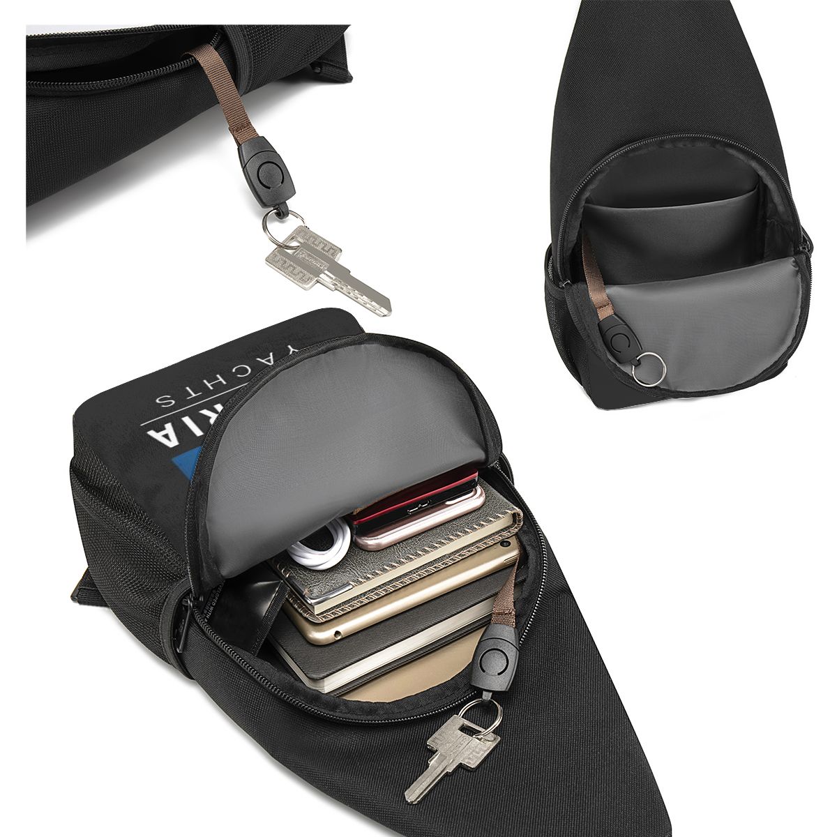 Bavaria Yachts Blue Silver Log - đánh giá và giá Sling Backpack Shoulder